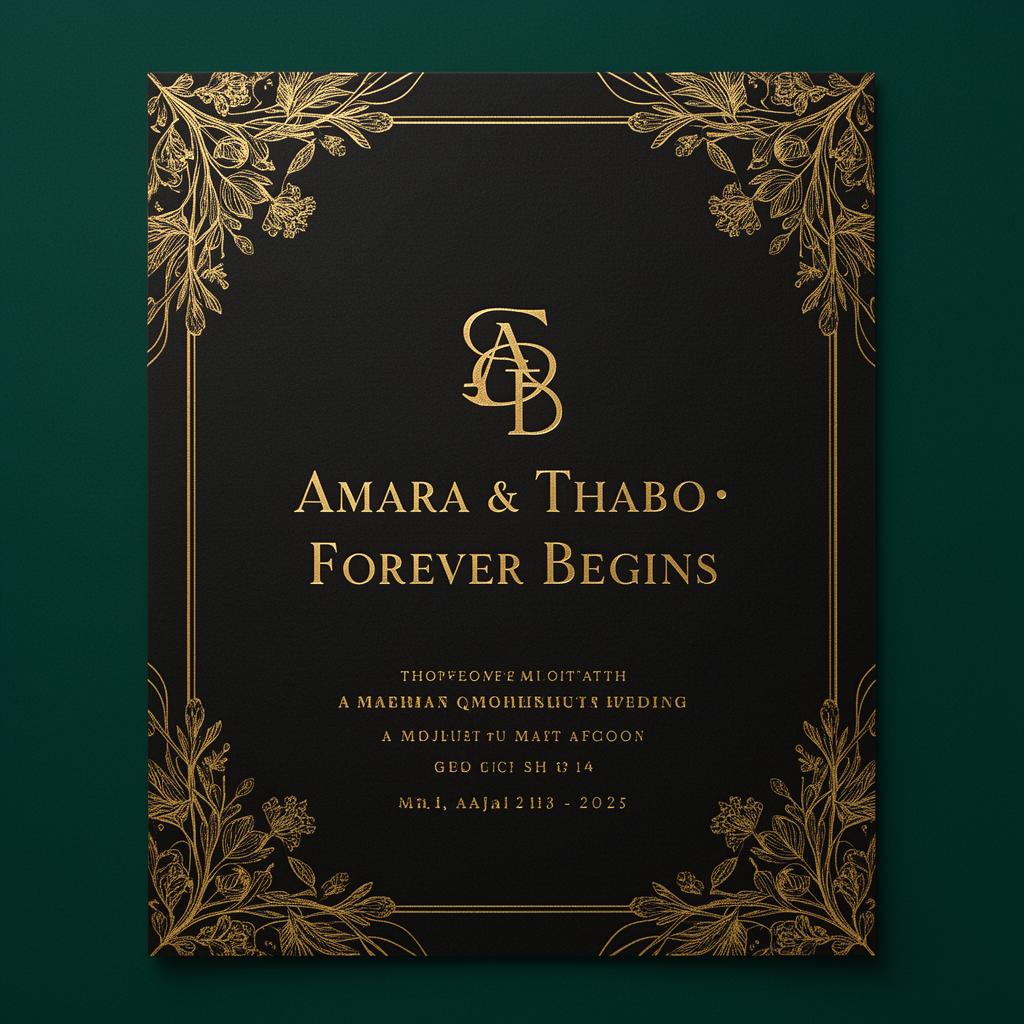 Midnight Gold — Weddings · Black Tie invitation template